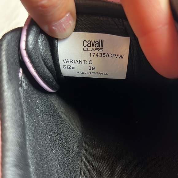 Roberto Cavalli Class pink black zebra trainer sneaker lace up size 39 9 shoe - Picture 9 of 10